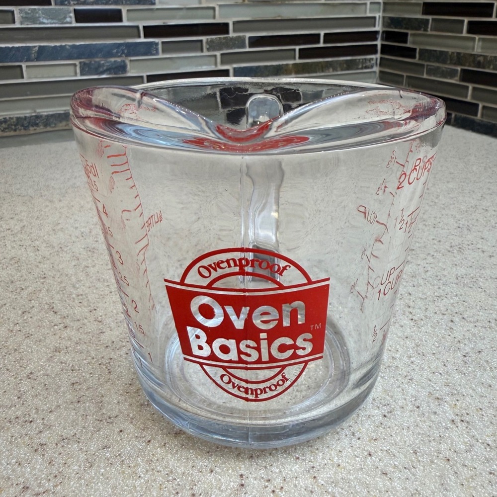 Vintage Anchor Hocking Oven Basics Glass Measuring Cup 2 Cup 16oz 500ml D Handle